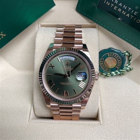 rolex rose gold olive|rolex olive green watch.